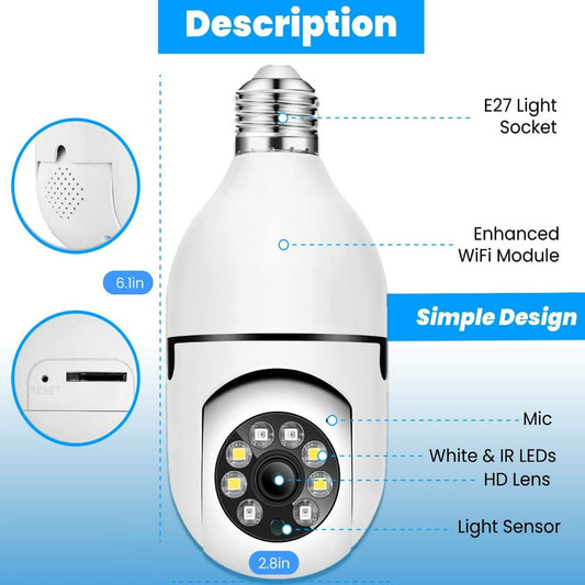 1080P Wireless Wi-Fi Light Bulb Security Camera