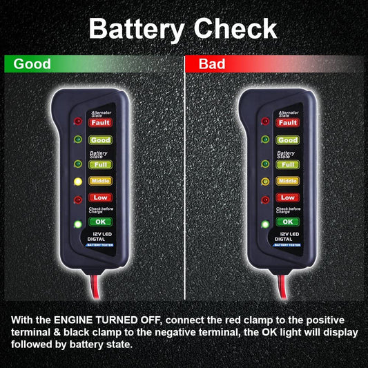 12V Digital Battery Alternator Tester