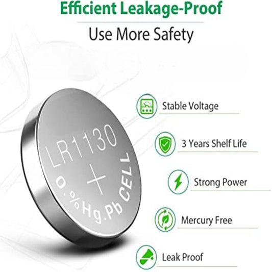 LR1130 Battery AG10 189 LR54 1.5V Alkaline Batteries (Pack of 10)