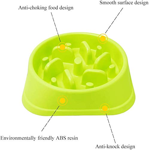 Dog Food Slow Feeder Plastic Bowl -Green