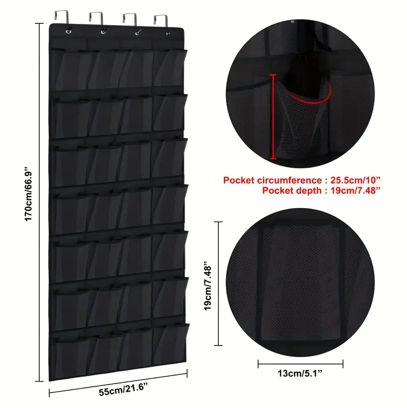 28 Mesh Large Pockets Over The Door Shoe Organizer