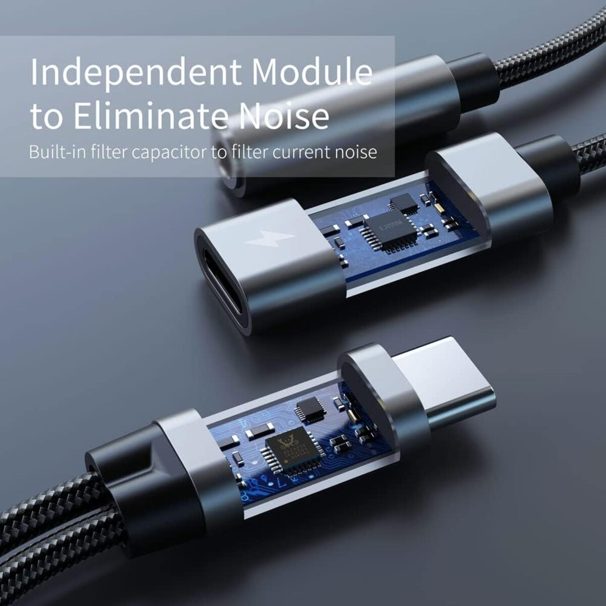 2-in-1 Multi-Function Type C To 3.5 mm Headphone Adapter Charging Port Suitable
