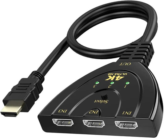 4K HDTV Switch Splitter 3 In 1 Out with Pigtail Cable