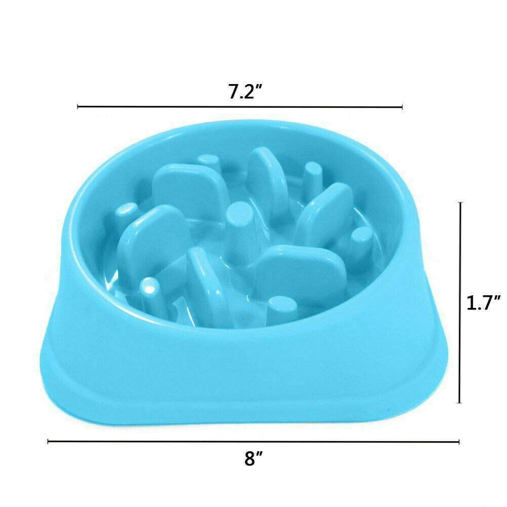 Dog Food Slow Feeder Plastic Bowl BLUE