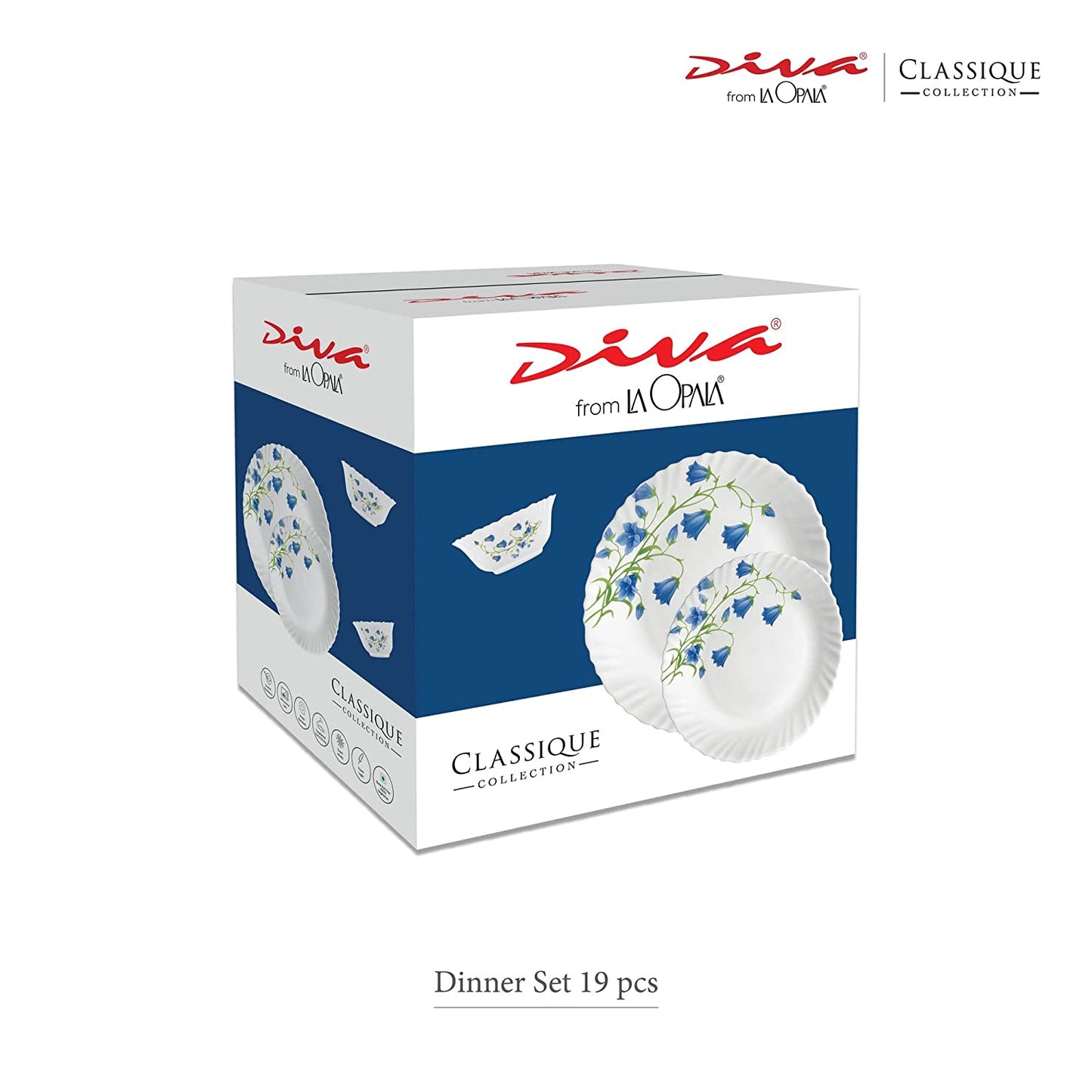 La Opal Glass, Classique Collection, Glass Dinner Set 21 pcs-MISTY DROPS