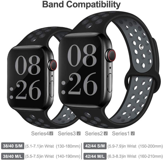 Smart Watch Silicon Band 38 MM / 42 MM-Black & Grey-42mm