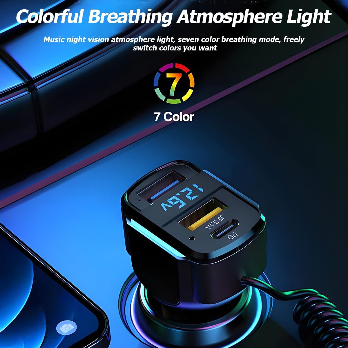 65W 3-port USB Fast Car Charger
