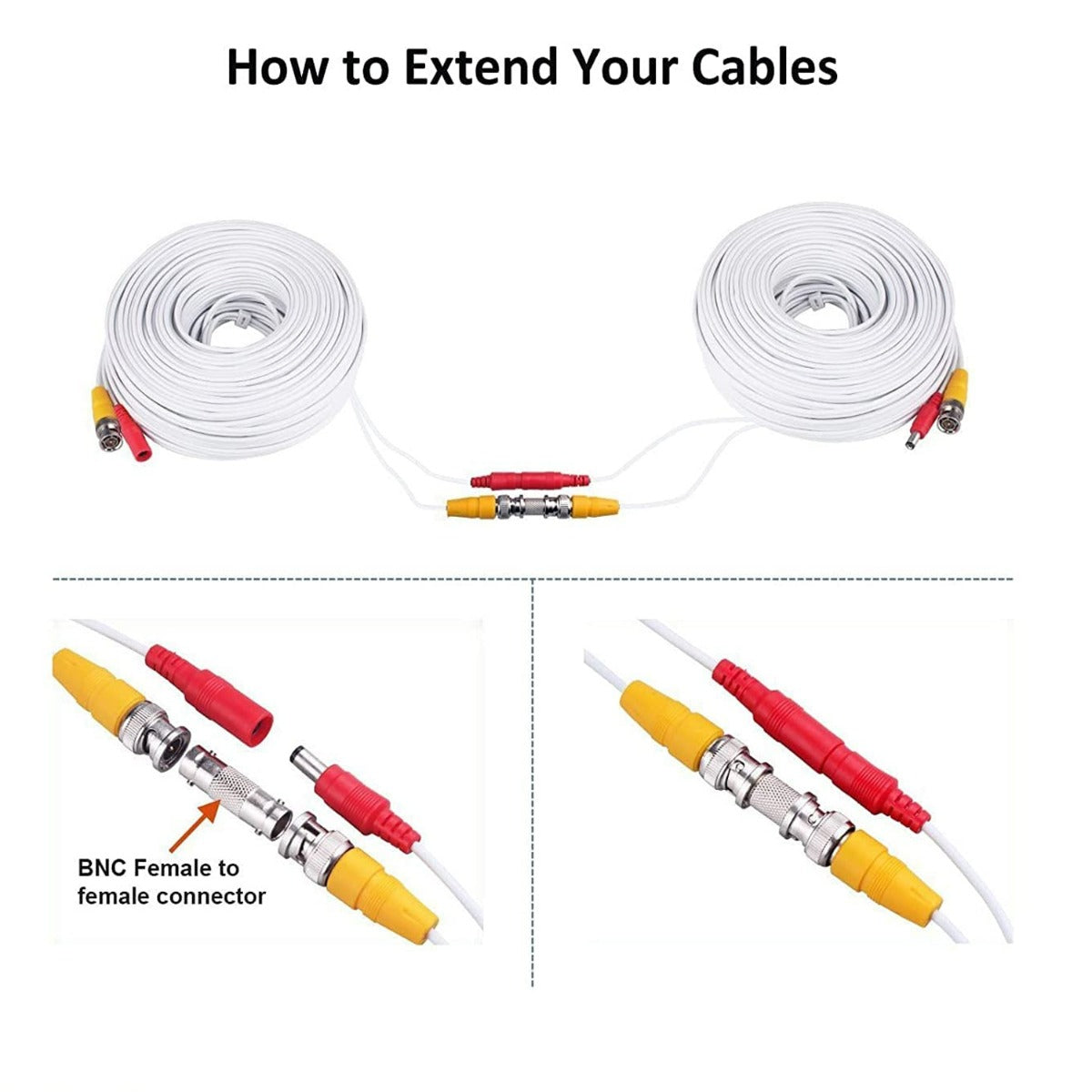 10M BNC monitoring Cable White