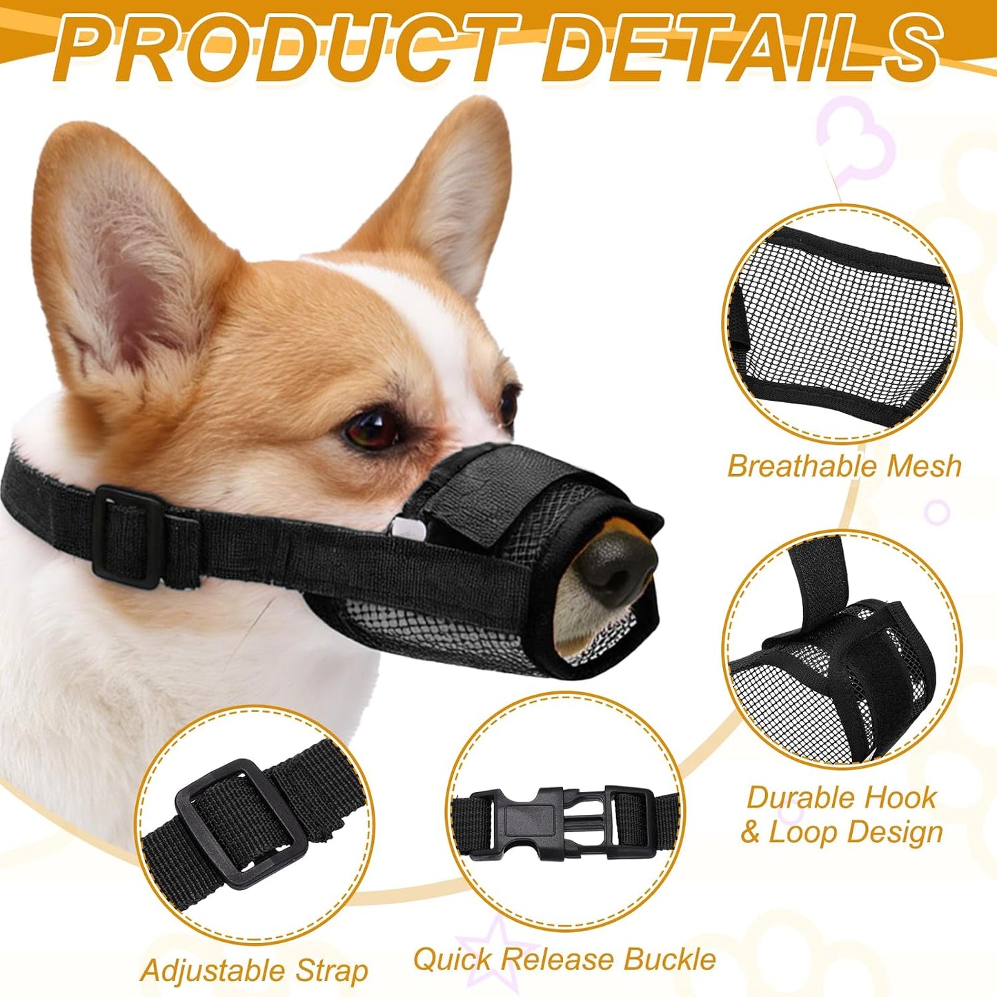 Dog Mask Mouth Muzzle -Black-XXL