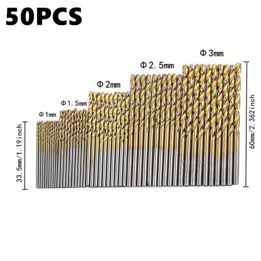 Titanium Twist Drill Bits Set of 50pcs