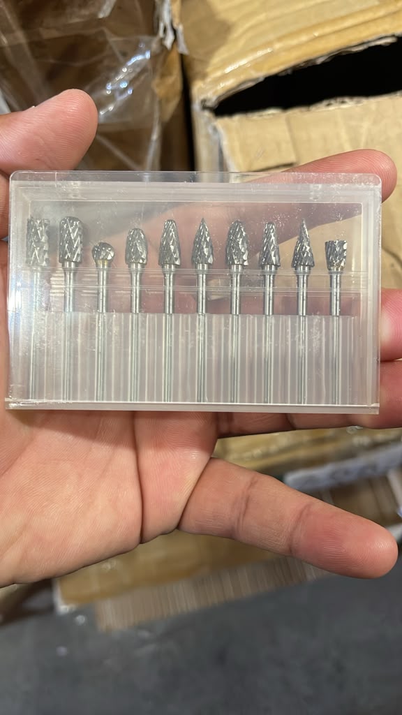 10Pcs Double Cut Carbide Rotary Burr Set, 1/8in Shank, Tungsten Carbide Bits