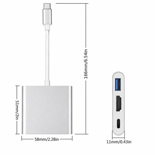 Type C to HDTV + USB 3.0 Adapter Hub