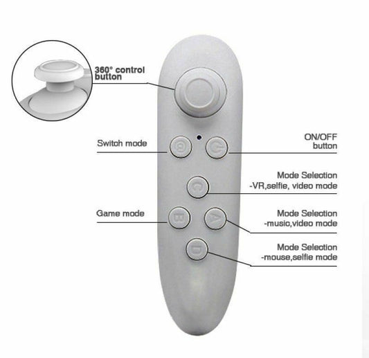 Virtual Reality Headset 3D Glasses for Smartphones with Bluetooth Remote