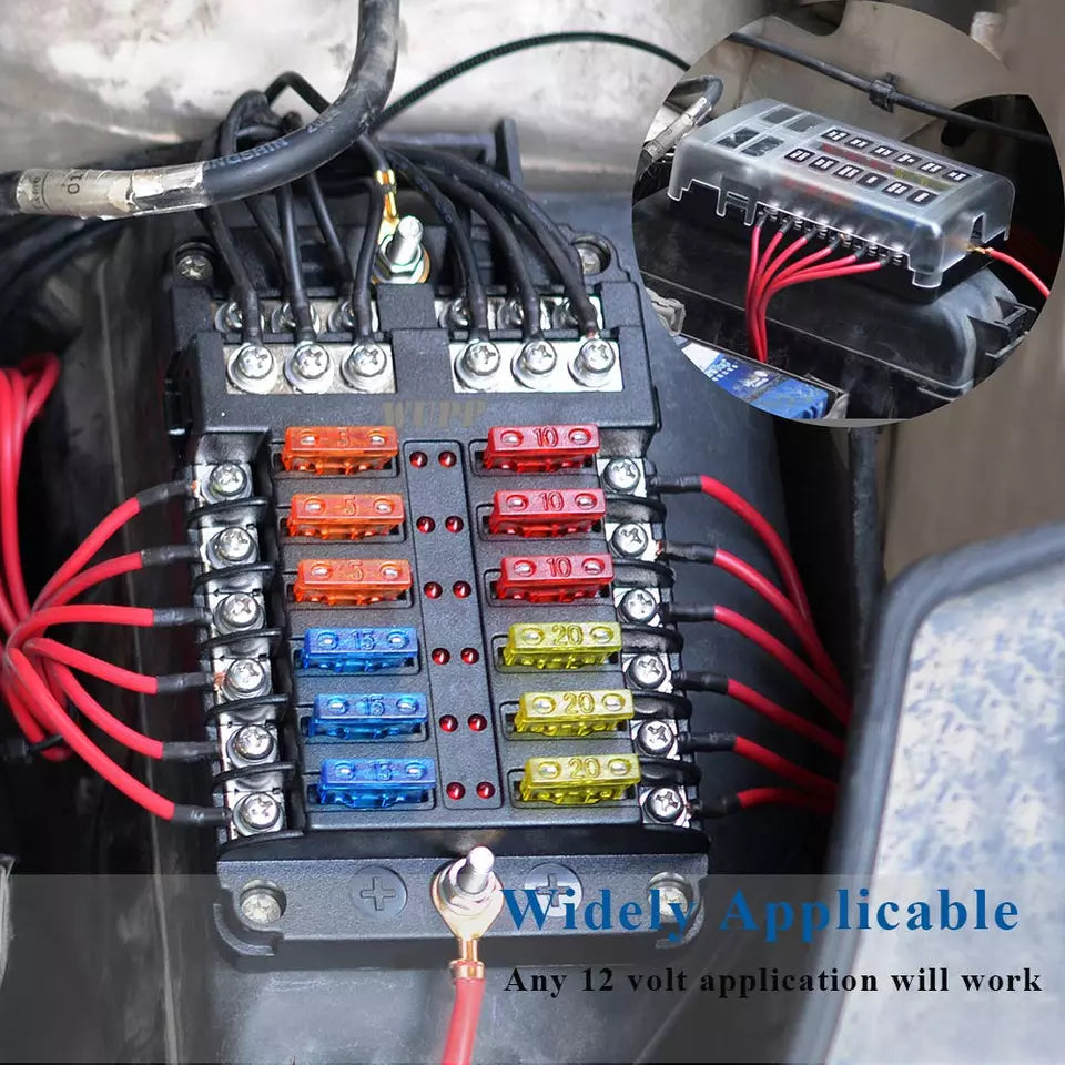 Marine Fuse Panel With LED Warning Indicator Damp-Proof Cover