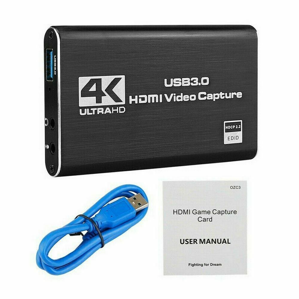 Audio Video Capture Card, 4K HDMI USB 3.0 Capture Adapter, 1080P 60fps Portable Video Converter for Gaming, Live Broadcast, Video Recording, Game Capture Card