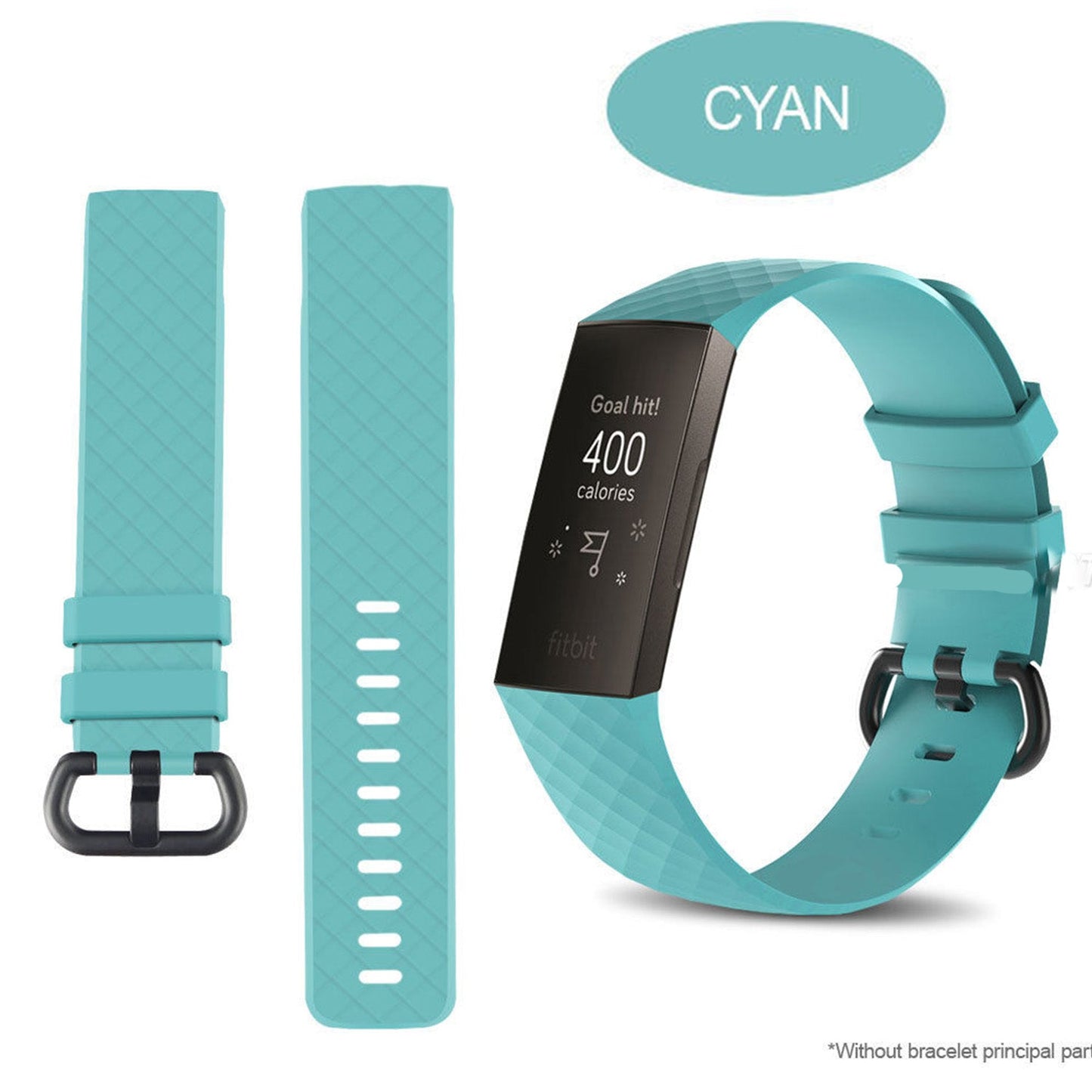 Silicon Watch Band For Fitness Tracker-Cyan-S