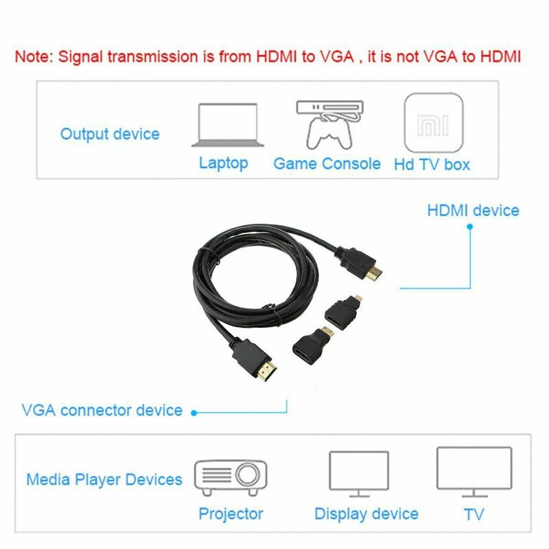 3 in 1 HDTV Cable with Mini & Micro Adapters