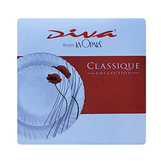La Opal Glass Diva Quarter Plate Set Pack Of 6