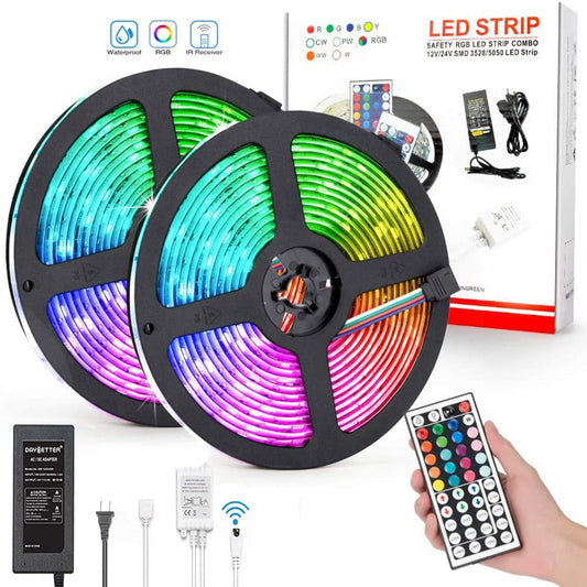 5050 RGB LED strip Light 44key Remote & connector And adapter