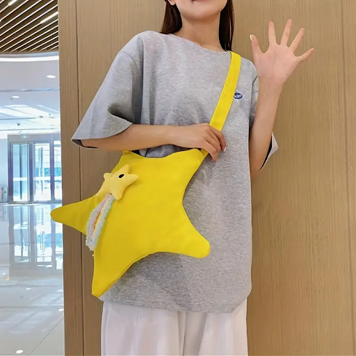 1pc Star Shaped Body Bag, Multi-functional Canvas Shoulder Bag