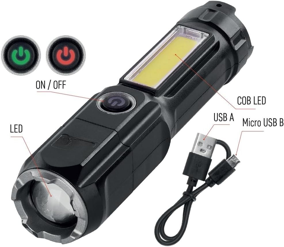 LED Flashlight with USB cable rechargeble