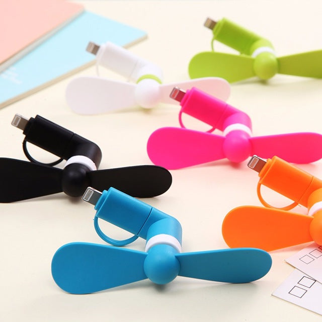 USB mini fan for Smartphone (Compatible) android with multi plug-Pink