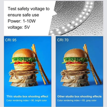 25cm Mini Photo Studio Light Box, LED Ring Panel, 12 Backdrop Colors