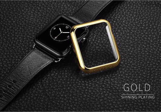 PC plastic electroplating case compatible for Smart Watch (Compatible)-Gold-42mm