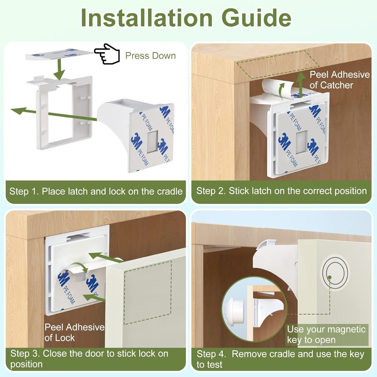 4pcs Babyproof Magnetic Cabinet Locks