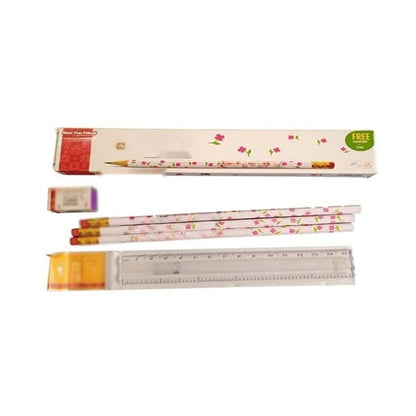 Flora Classic Dark Smooth Pencils with Free Sharpener and Scale