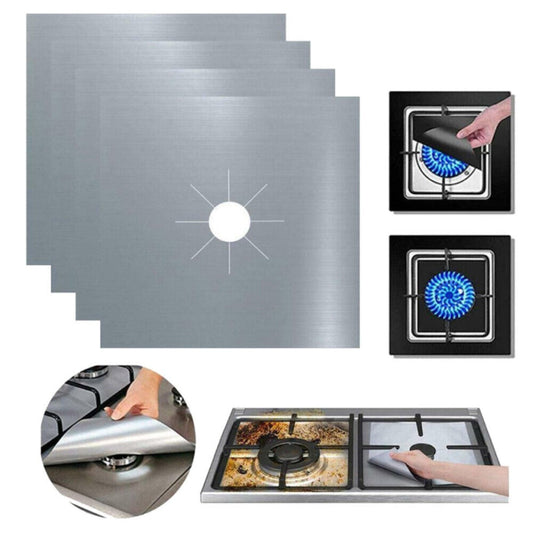 4pc Premium Reusable Gas Stovetop Burner Protector Pad Liner Cover
