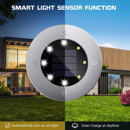 4Pcs LED Solar Powered In-Ground Lights - cool white