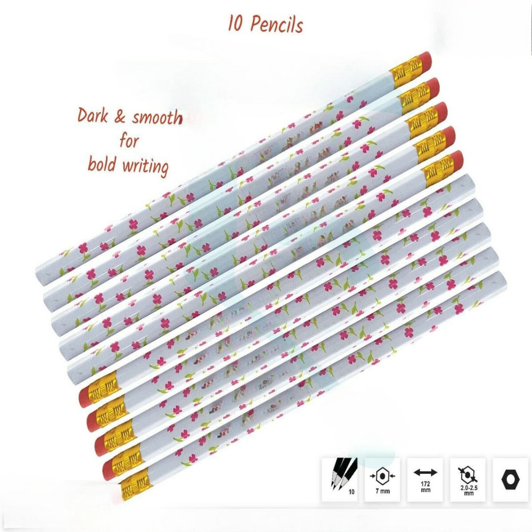 Flora Classic Dark Smooth Pencils with Free Sharpener and Scale