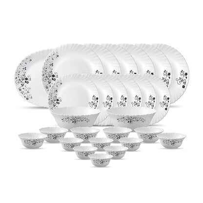 La Opal Glass, Classique Collection, Glass Dinner Set 21 pcs-MYSTRIO BLACK