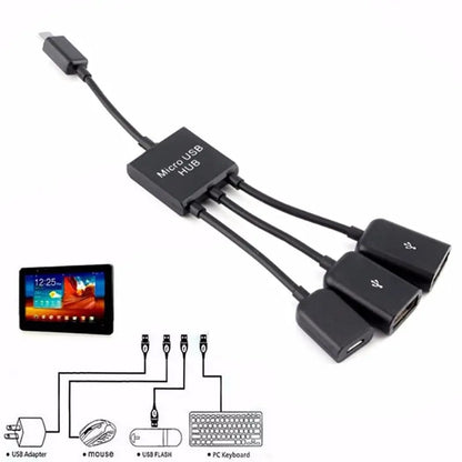 3 in 1 Micro USB OTG Hub Adapter 2 USB Port