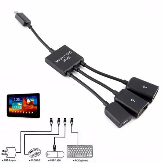 3 in 1 Micro USB OTG Hub Adapter 2 USB Port
