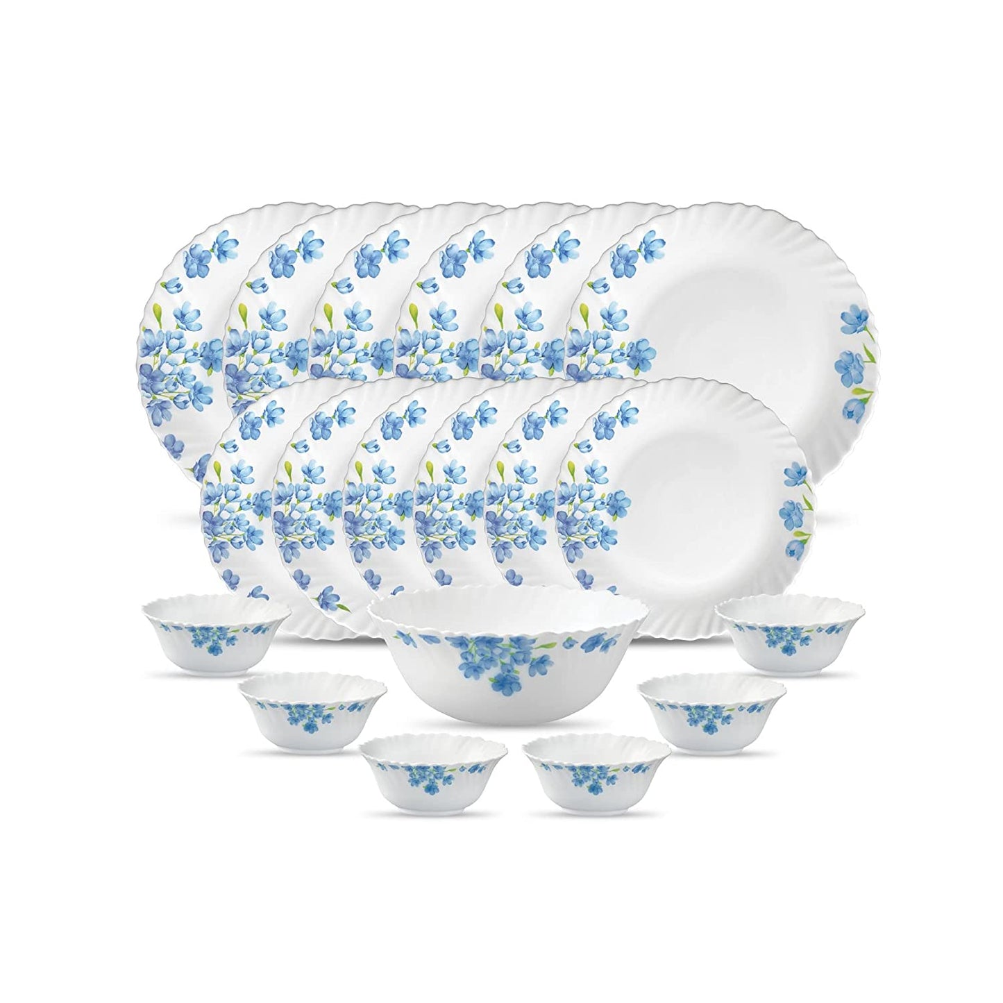 La Opal Glass, Classique Collection, Glass Dinner Set 21 pcs-ASTER BLUE