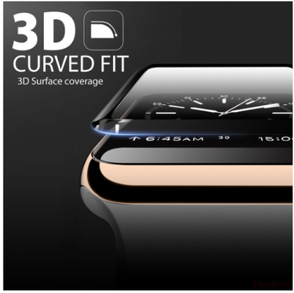 Compatible Smart Watch 3D Full Screen Tempered Glass - 38mm/40mm/42mm/44mm (Black)-42mm