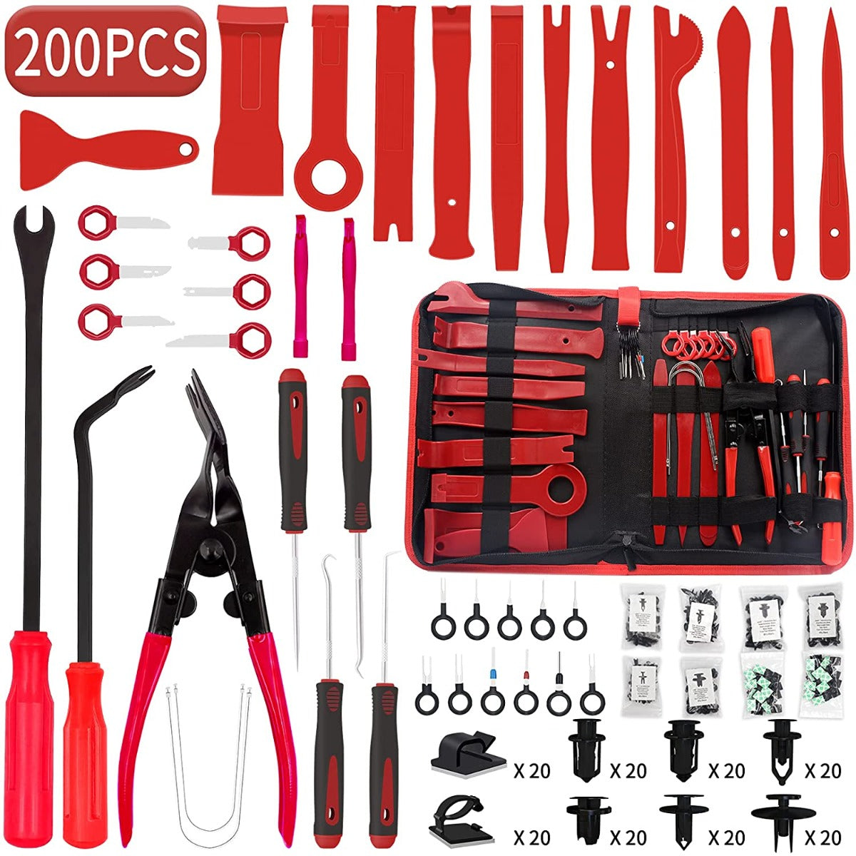 200 Pcs Auto Trim & Panel Removal Tool Kit with Retainer Clips