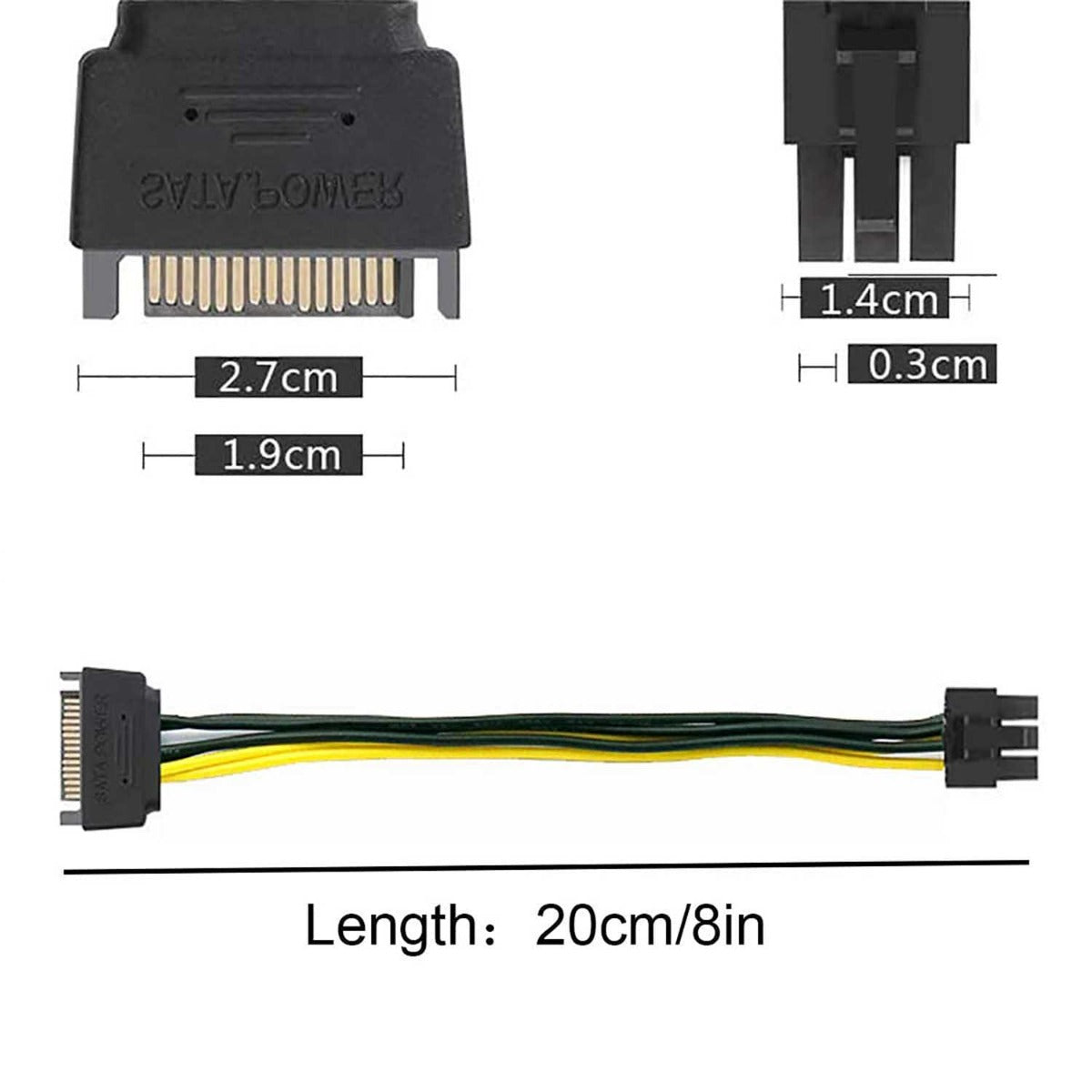 15pin SATA Power to 6pin PCIe PCI-e PCI Express Adapter Cable