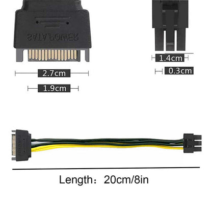 15pin SATA Power to 6pin PCIe PCI-e PCI Express Adapter Cable