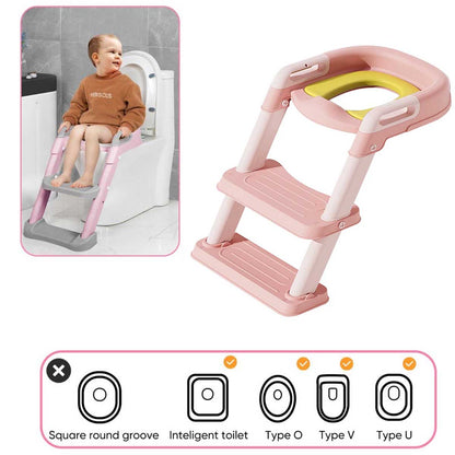 Potty Training Child Toilet Seat with Ladder - peach