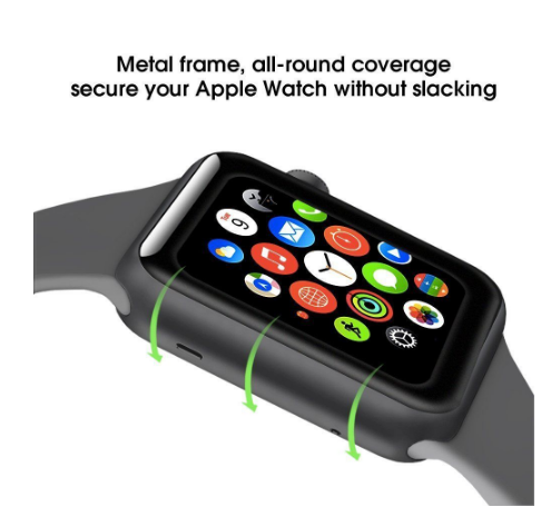 Compatible Smart Watch 3D Full Screen Tempered Glass - 38mm/40mm/42mm/44mm (Black)-40mm
