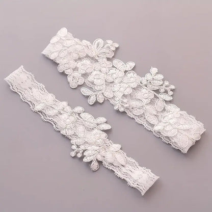 2pcs bridal lace garter with flower leg rings