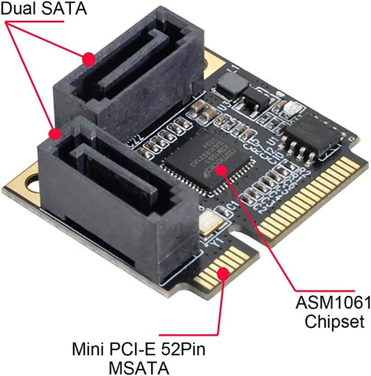 ASM1061 Mini PCIE To SATA3.0 Expansion Cards Adapter Converter Controller