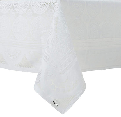 Dining Table Cover White Croshia Cloth Net For 6 Seater 60*90 Inches (Self Design)