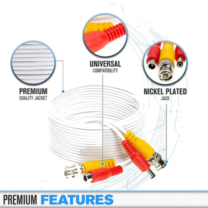 10M BNC monitoring Cable White