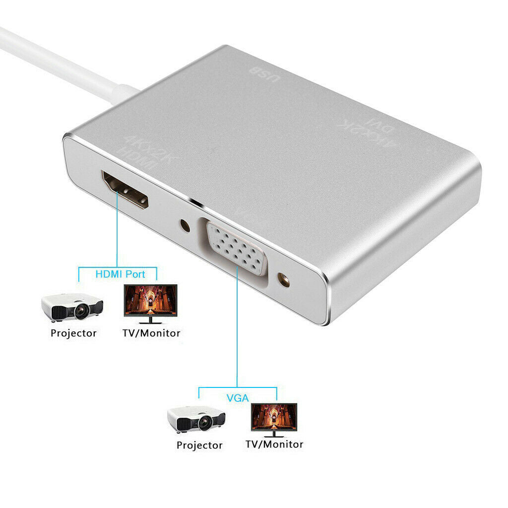 Type-C to DVI HDTV VGA Multiport Display Adapter