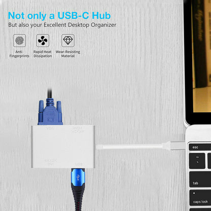 Type-C to DVI HDTV VGA Multiport Display Adapter
