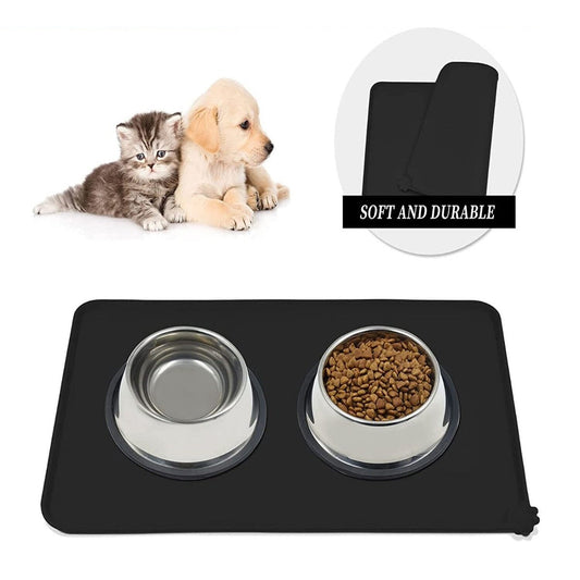 Pet Waterproof Silicon Mat-Black-48x30cm
